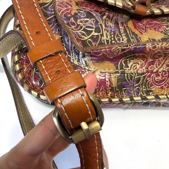 PATRICIA NASH Leather Metallic Tooled Lace Beaumont Flap Crossbody Bag in Multi - Picture 10 of 15